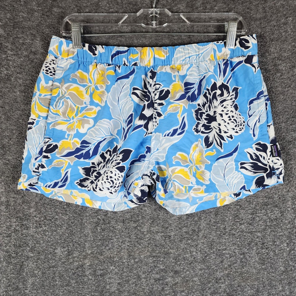 Patagonia Shorts Womens L Baggies Blue Floral Tropical Quick Dry EUC
